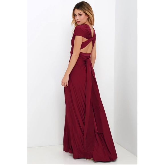 Always Stunning Convertible Burgundy Maxi Dress from LuLus. Size XS - Picture 2 of 8